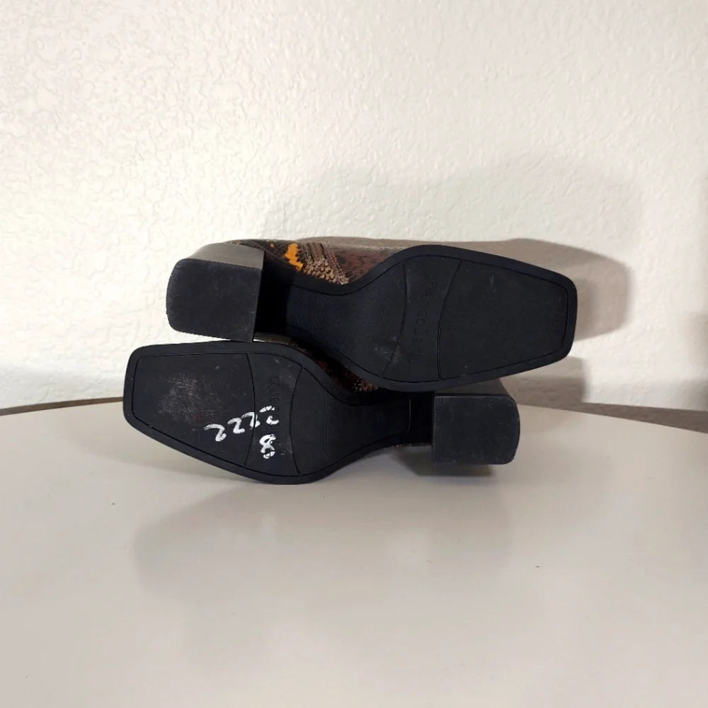 Franco Sarto Leather Snake Patterned Ankle Boots - Picture 5 of 10